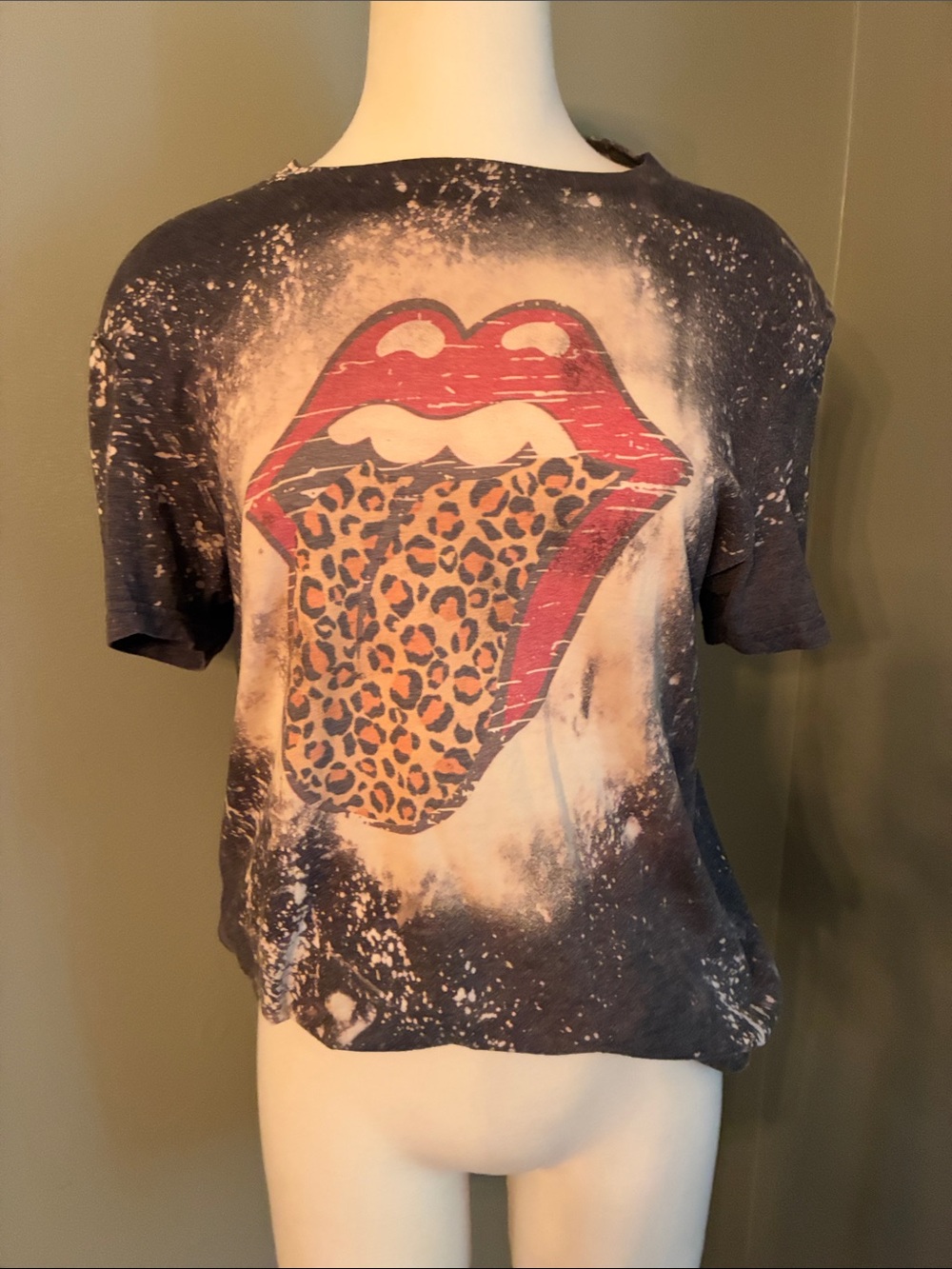 District Short Sleeve Graphic Tee - Black & Red with Leopard Print Tongue